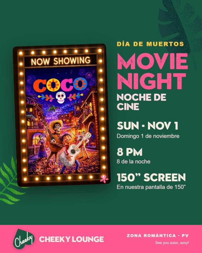 Coco Día de Muertos movie night, Sunday Nov 1 at 8pm at Cheeky Lounge